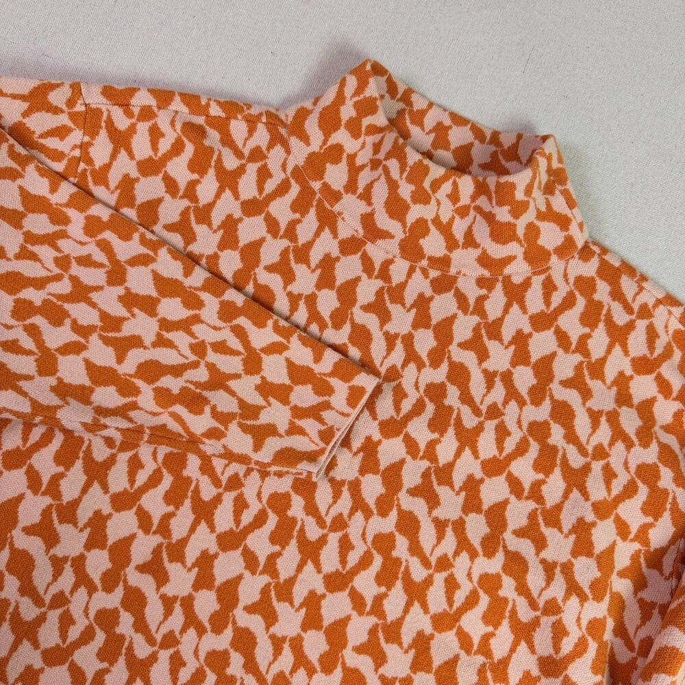 Anthropologie Maeve Mock Neck Crop Sweater Women's XS Abstract Orange Pink Mod